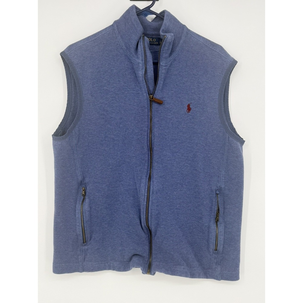 Polo Ralph Lauren Men's Blue Sleeveless Sweat Zip Vest Large